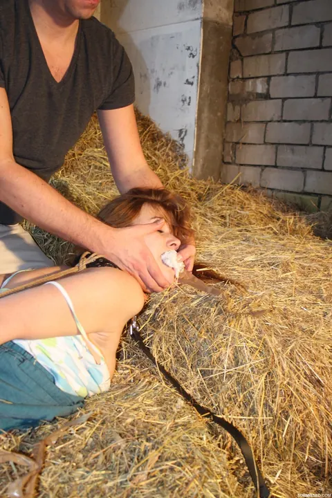 Alexis Crystal: Brunette Bound and Tape-Gagged in a Forest Barn – photo 10 of 16