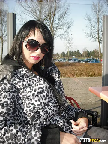 Cindy Jays – Thick Brunette in Boots and Glasses Shows Her Curves Outdoors