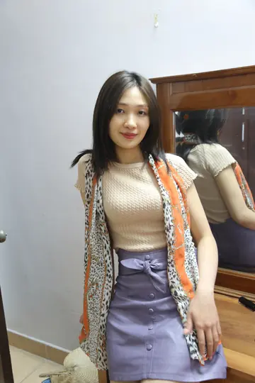 Japanese Woman Poses Outdoors Fully Clothed