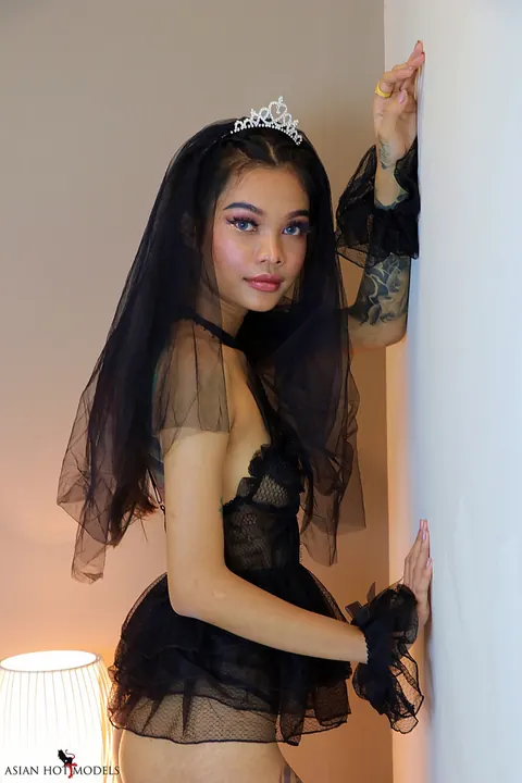 Petite Slim Woman Models Lingerie and Fishnets – photo 12 of 19