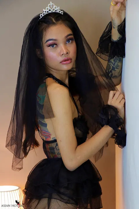 Petite Slim Woman Models Lingerie and Fishnets – photo 10 of 19