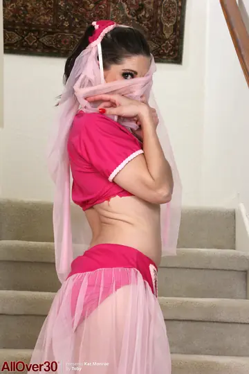 Genevieve Sweets – Brunette MILF Strips Out of Her Uniform and Spreads Her Pussy Lips