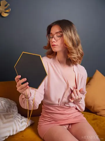Alice Nekrasova – Blonde in Glasses Lifts Her Skirt and Spreads Her Pussy