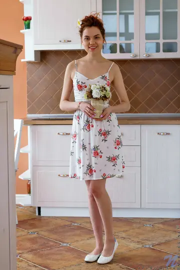 Aphrodesia – Skinny Brunette Strips Off Her Panties on the Kitchen Counter