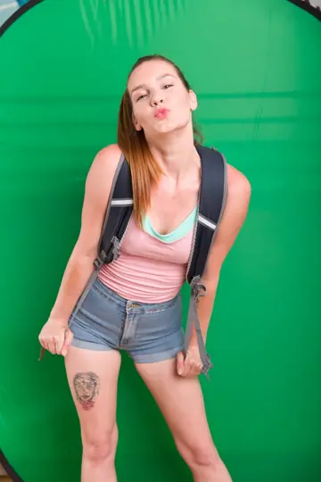 Amanda Hill – Tattooed Brunette Rides a Black Man in Her Shorts