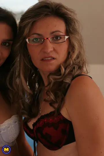 Mature European Women Finger and Lick Each Other in Lingerie