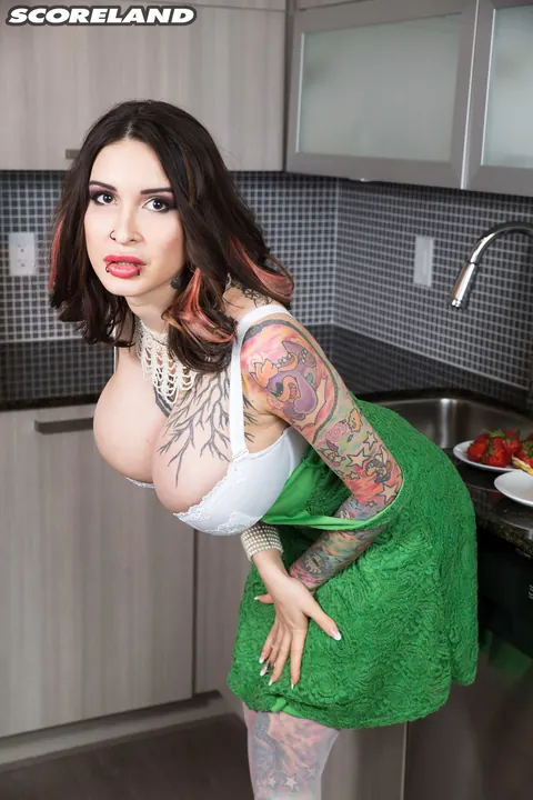 Ariane Saint Amour: Busty Redhead Undresses and Spreads in the Kitchen – photo 4 of 17