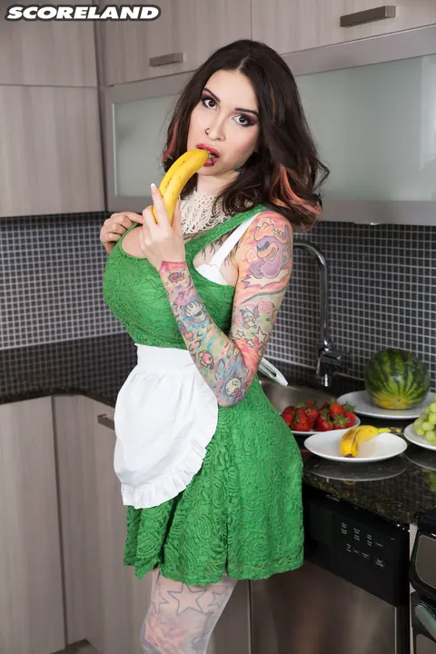 Ariane Saint Amour: Busty Redhead Undresses and Spreads in the Kitchen – photo 2 of 17