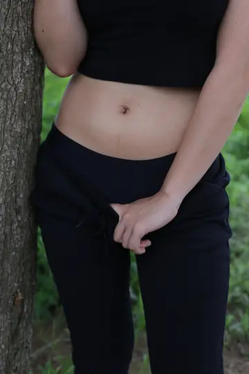 Asian Brunette Flashes Her Big Tits and Spreads Her Legs Outdoors