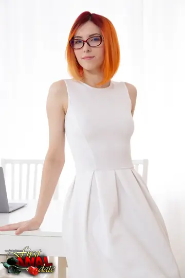 Petite Redhead in Glasses Takes Anal and a Facial