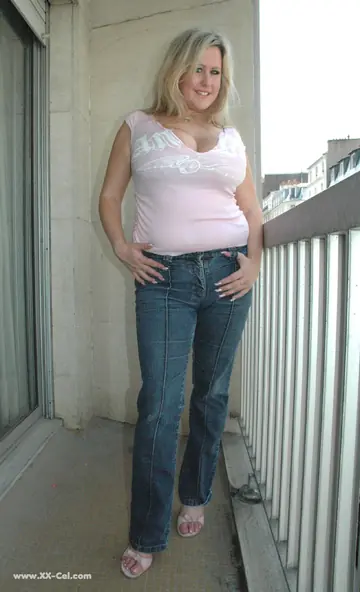 British MILF in Jeans Shows Off Her Monster Natural Tits