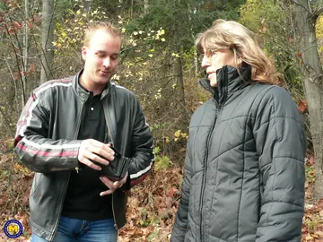 Hairy MILF Collects Multiple Facials in the Forest