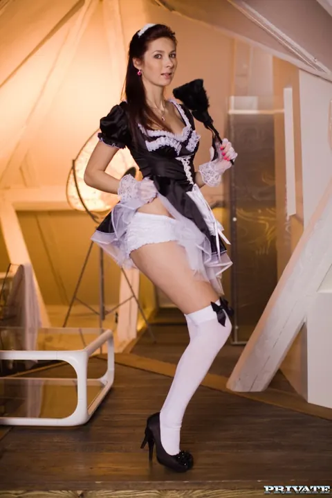 Kate Gold: Czech Redhead Maid in Stockings Rides Masked Man Anally – photo 8 of 21