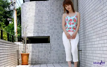 Japanese Redhead Shows Hairy Muff Outdoors in Panties and Heels