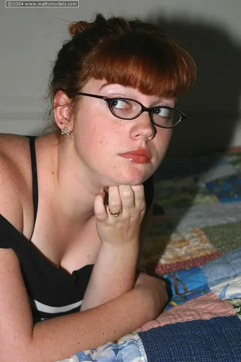 Redhead BBW Removes Glasses and Shows Her Big Tits – photo 1 of 16