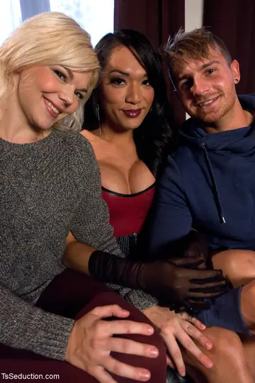Blonde Trans Woman Enjoys a Wild Threesome