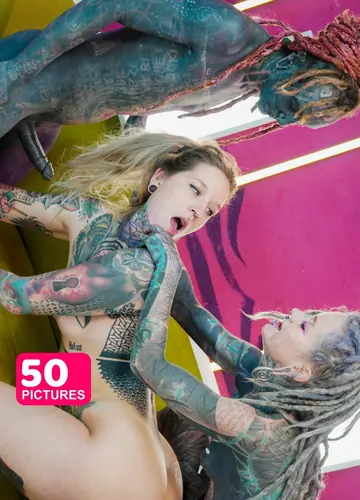 Tattooed Pierced Woman Takes Anal Threesome with Cum in Mouth and a Facial