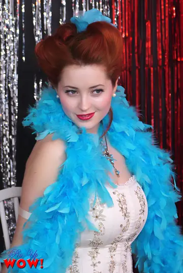 Lucy Collett – Redhead with Big Natural Tits Performs Burlesque Striptease on Stage