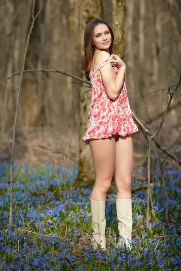Zlatka A – Ukrainian Brunette Strips Out of Her Leather Skirt Outdoors