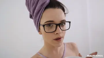 Ohana Petite – Petite Woman in Glasses Strips and Sucks Cock Outdoors