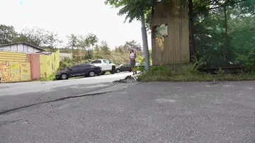 Isabel Dark – Tattooed Woman Pees on Roadway and Spreads Her Shaved Pussy
