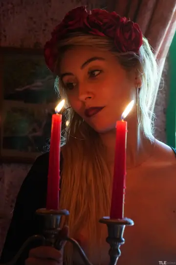 Tall Blonde in Stockings and Heels Fucks Herself with a Dildo