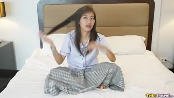 Petite Asian Brit Strips Nude and Poses