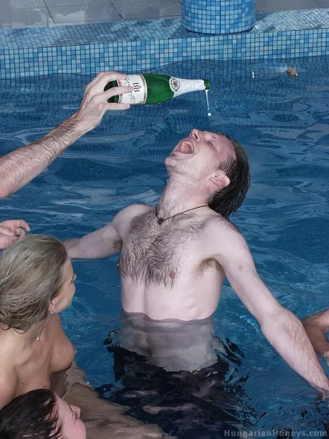 Slim Hungarian Blonde Fucks Two Guys in the Pool – photo 21 of 21