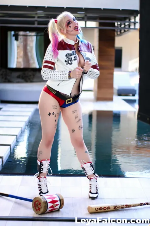 Leya Falcon: Thick Blonde MILF in Pigtails Strips by the Pool – photo 6 of 12
