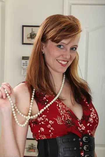 Tall Redhead MILF Strips and Fingers Her Hairy Pussy