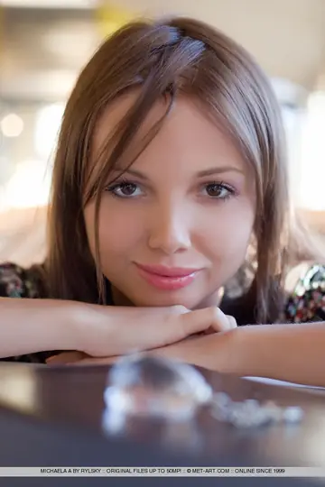 Michaela A – European Brunette Spreads Her Shaved Pussy and Shows Her Feet