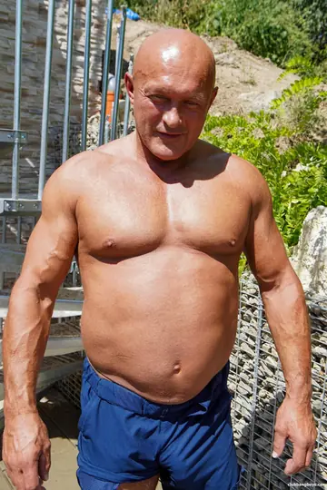 Thick Mature Man Sucks Cock and Gets Fucked Outdoors