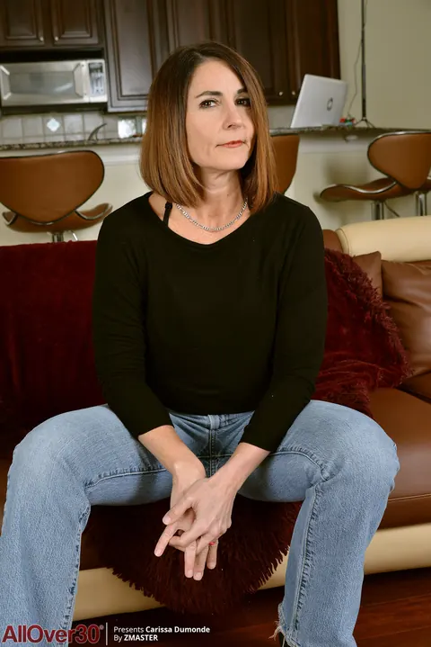 Carissa Dumonde: Redhead MILF in Jeans Strips and Spreads Wide – photo 1 of 20