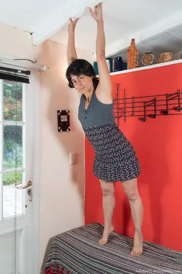 Soledad – Brunette Latina MILF Drops Her Dress and Fingers Her Hairy Pussy
