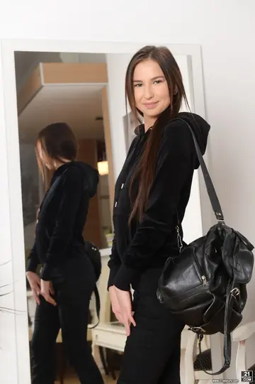 Selena Mur – European Brunette in Lingerie and Stockings Takes Anal and Swallows Cum