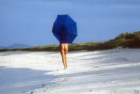Slim Tanned Babe with Big Tits Spreads on the Beach in Socks – photo 16 of 20