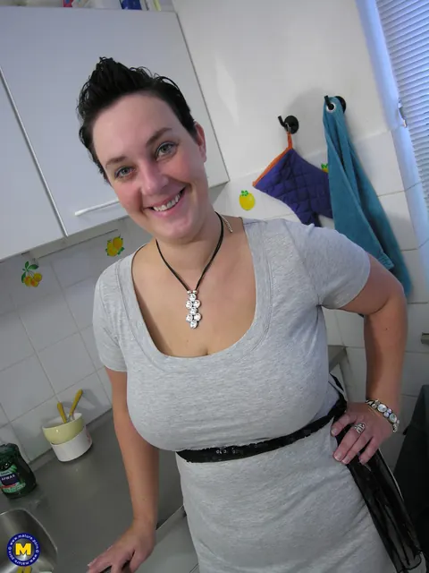 Mature PAWG in Panties Masturbates in the Kitchen – photo 1 of 20