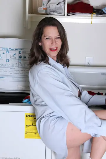 Mature Brunette MILF with Big Tits Undresses and Spreads Her Pussy