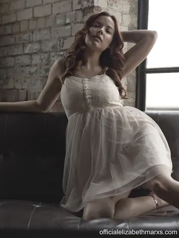 Elizabeth Marxs – Busty Redhead Spreads Her Legs While Clothed