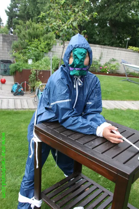 Thick MILF Bound to Table Outdoors with Panties on Face – photo 14 of 16