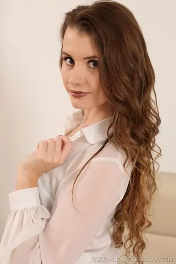 Pale European Brunette Secretary Teases in Lingerie at the Office