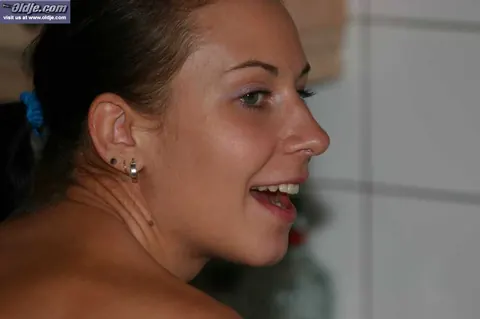 Short-Haired Brunette Blows and Rides an Old Man in the Kitchen – photo 10 of 20