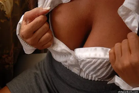 Cassidy Exe: Mature Brunette Flashes Her Big Enhanced Tits and Spreads in the Kitchen – photo 2 of 16