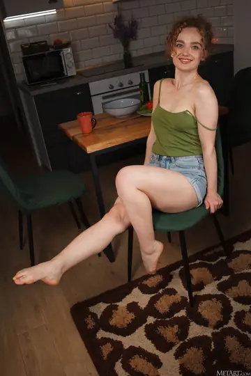 Slim Ukrainian PAWG in Shorts Poses Bent Over Showing Her Ass