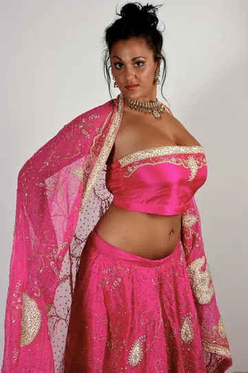 Curvy Indian Brunette Flaunts Her Big Natural Tits in a Bikini Bottom