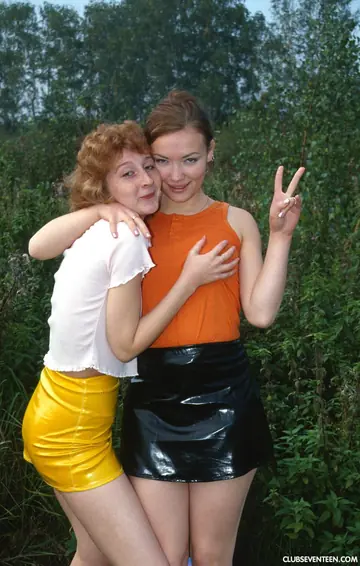 Hairy Redheads in Latex and Panties Have Lesbian Sex Outdoors