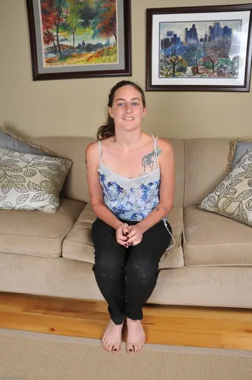 Pale Hairy Woman Spreads Her Legs Wide