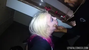 Leya Falcon – Tattooed Blonde PAWG Sucks BBC and Takes a Facial