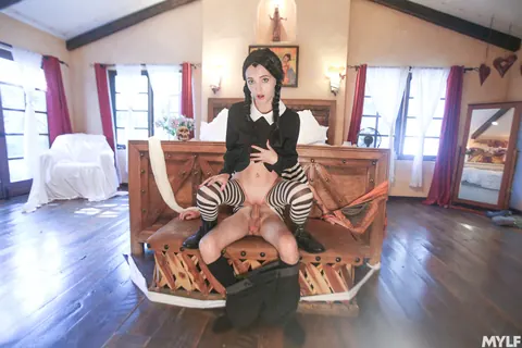 Audrey Noir: Petite Brunette MILF in Costume Joins a Group Orgy – photo 13 of 20