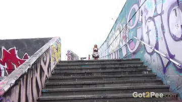 Emily Bright – Czech Blonde Spreads Her Hairy Pussy on Public Steps